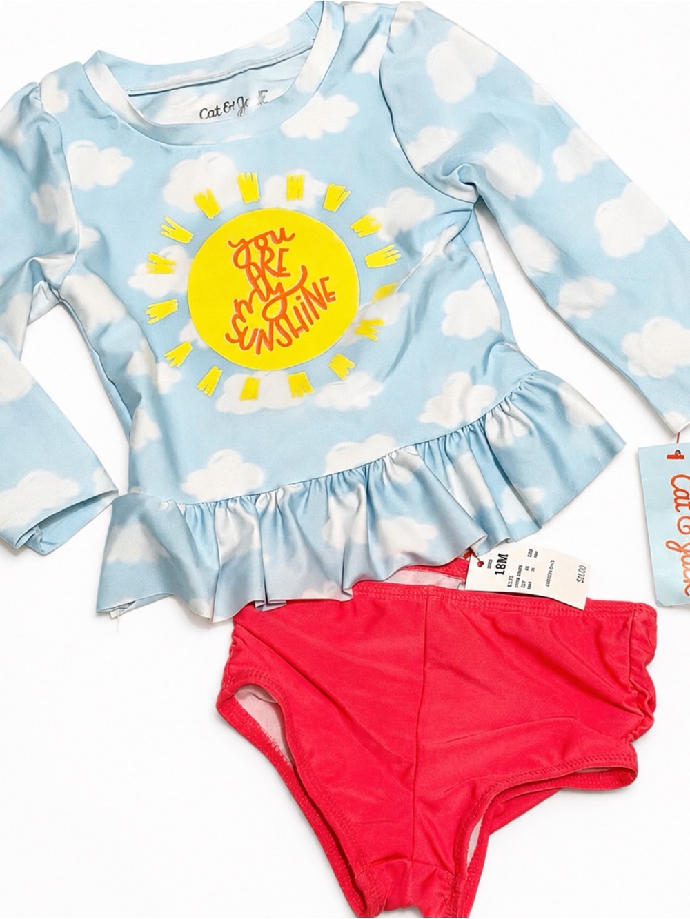 Cat & Jack‎ 2 Piece Swimsuit Rashguard Girls 18 months